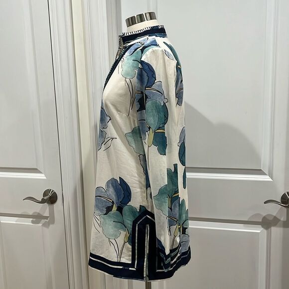 New! Tory Burch Iris Floral Prints Kaftan Tunic Top Size 8 100% Cotton NWT - Picture 7 of 16